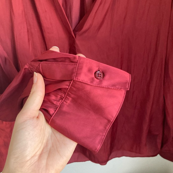 Zadig & Voltaire Tink Satin Long Sleeve Blouse Red L - Picture 4 of 7